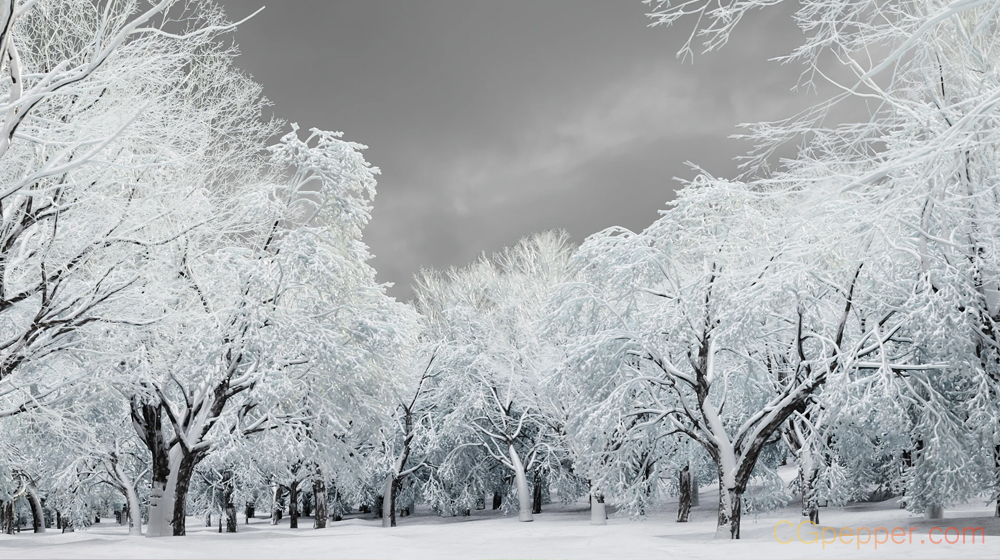 被雪覆盖的树3D模型