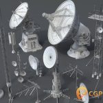天线3D模型无线通信设备—Antennas – 20 pieces