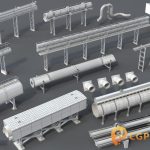 工业管道3D模型（3dmax/fbx/obj/blender/stl等格式）—Industrial Pipes – 15 pieces