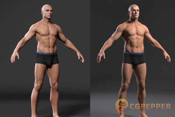 逼真的白人男性3D模型-3D model Realistic Rigged Man Vray & MentalRay