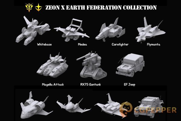 高达吉翁X地球联邦太空军事收藏3D模型- Gundam Zeon X Earth Federation Space military Collection (FBX-OBJ-MAX)