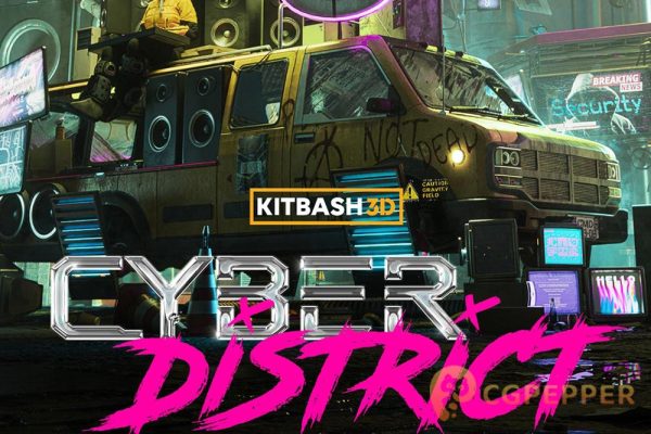 Kitbash3d 赛博朋克科幻网络城市建筑3D模型 – Cyber District