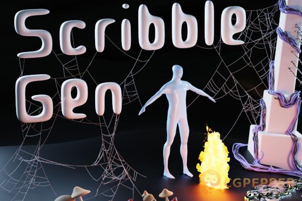 Blender绘制建模蜘蛛网插件 Scribble Gen