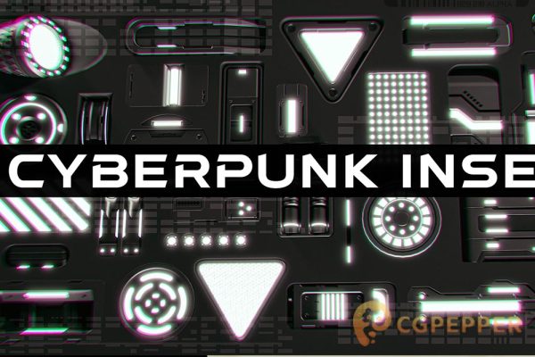 Blender科幻灯光模型预设插件 Cyberpunk Emissive Inserts – Kpack – Sci Fi Lights