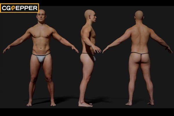 欧美男性3D动画身体模型-3D Scan Store – Animation Ready Body Scan – Male 04
