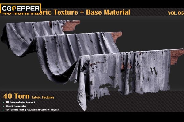 40组破损撕裂布料纹理贴图-40 Torn Fabric Texture – VOL 05