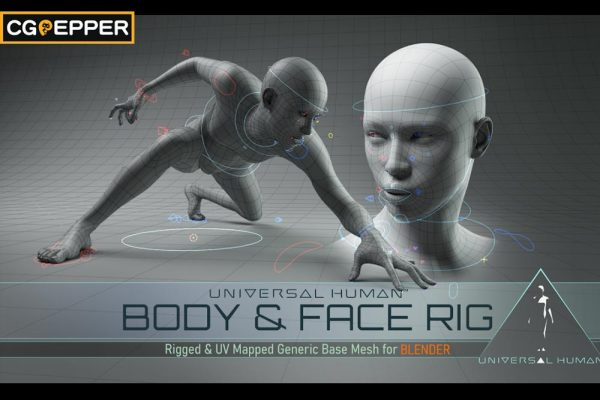 blender 完整的绑定基础人体网格-Universal Human Body & Face Rig by Chris Jones