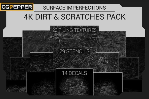 划痕污迹黑白贴图 Surface Imperfections – Dirt & Scratches Pack