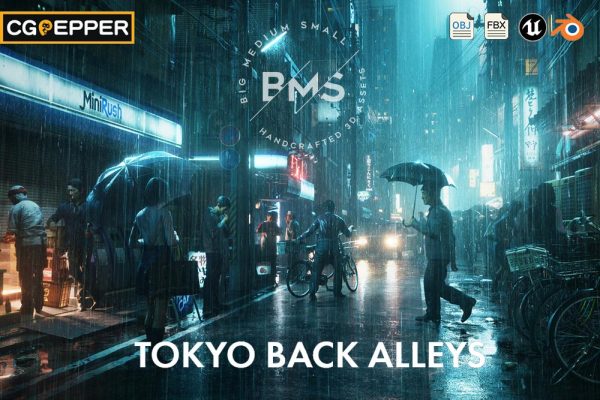 Tokyo日本东京街道楼房商业建筑公共设施人物角色3D模型 BMS Tokyo Back Alleys/ Blender/Unreal/FBX/OBJ格式