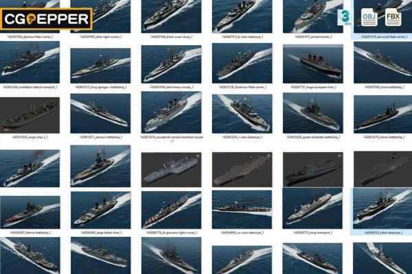 141艘战舰航母船3D模型-141 ships 3d models